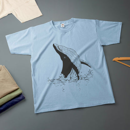 Whale Ink Drawing T-Shirt Various Sizes & Colours Tee