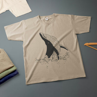 Whale Ink Drawing T-Shirt Various Sizes & Colours Tee